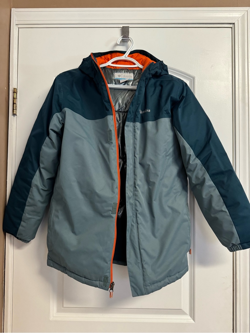 Columbia Kids Teal and Gray Jacket with Orange Trim